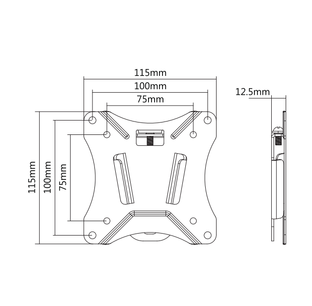 Abnehmbare TV-Wandhalterung für Bildschirme bis zu 27 Zoll 100x100