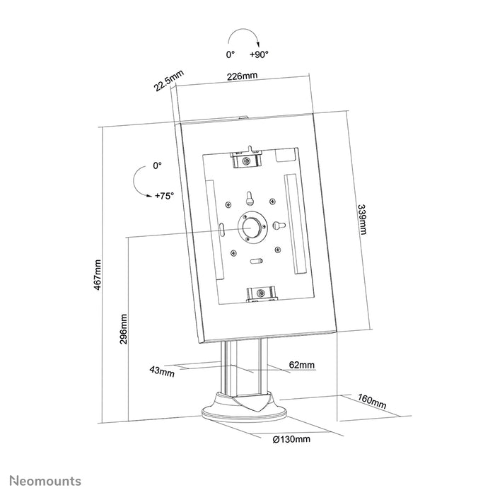 DS15-640WH1 drehbarer Tischhalter für 9,7-11-Zoll-Tablets - Weiß