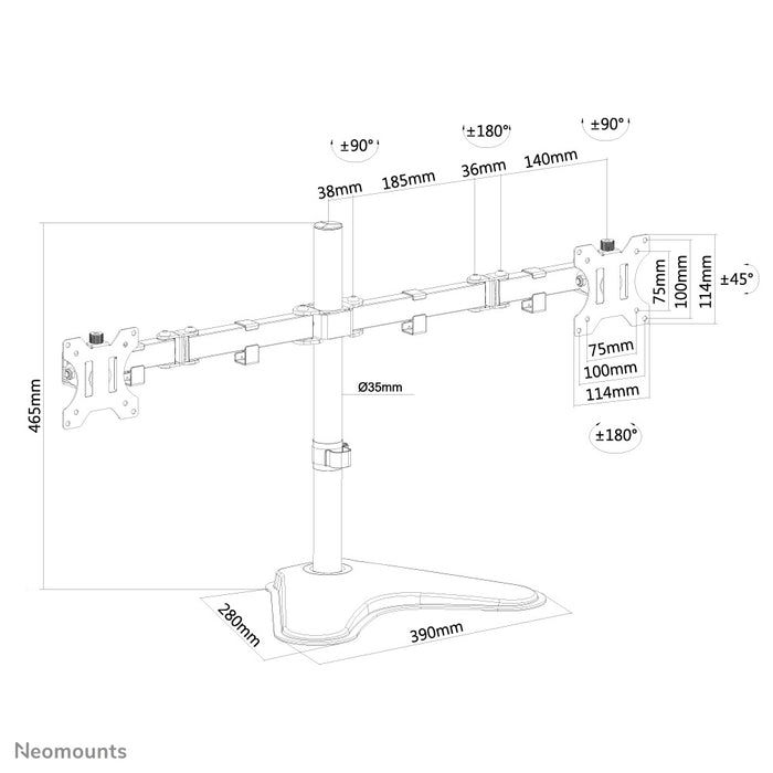 FPMA-D550DDBLACK ist eine Tischhalterung für 2 Flachbildschirme bis zu 32 Zoll.