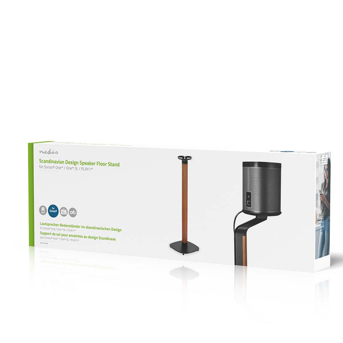 Scandinavian Design Lautsprecherhalterung für Sonos One, One SL & PLAY:1 - Holz/Metall-Ständer mit Kabelführung und Vibrationsdämpfung.