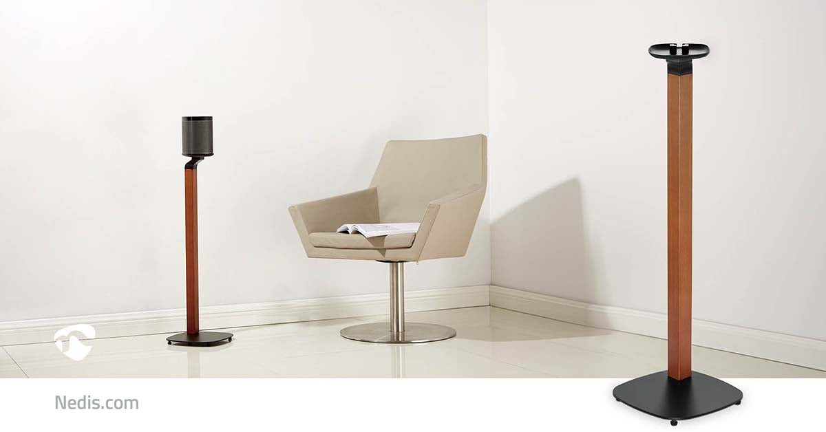 Scandinavian Design Lautsprecherhalterung für Sonos One, One SL & PLAY:1 - Holz/Metall-Ständer mit Kabelführung und Vibrationsdämpfung.