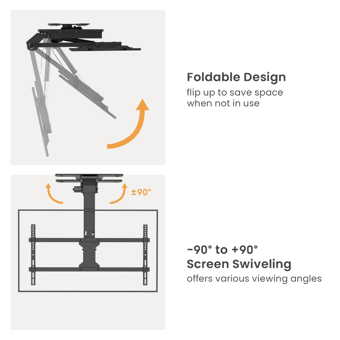 Wolff Mount Elektrische Deckenhalterung für TV bis 86 Zoll | 45 kg | VESA 800x400