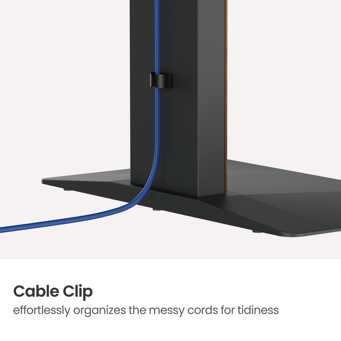 Wolff Mount – Vrijstaande Premium TV Vloer Standaard met FreeLift™ – Hoogte Verstelbaar met Eén Vinger – Geschikt voor TV’s t/m 86 inch – Extra Grote Massieve Voet – Kabelmanagement – Zwart/Walnoot