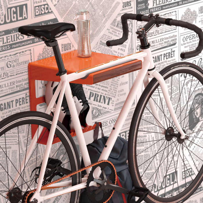 Wolff Mount Metall-Rennrad-Wandhalterung mit Ablagefach, Farbe Schwarz
