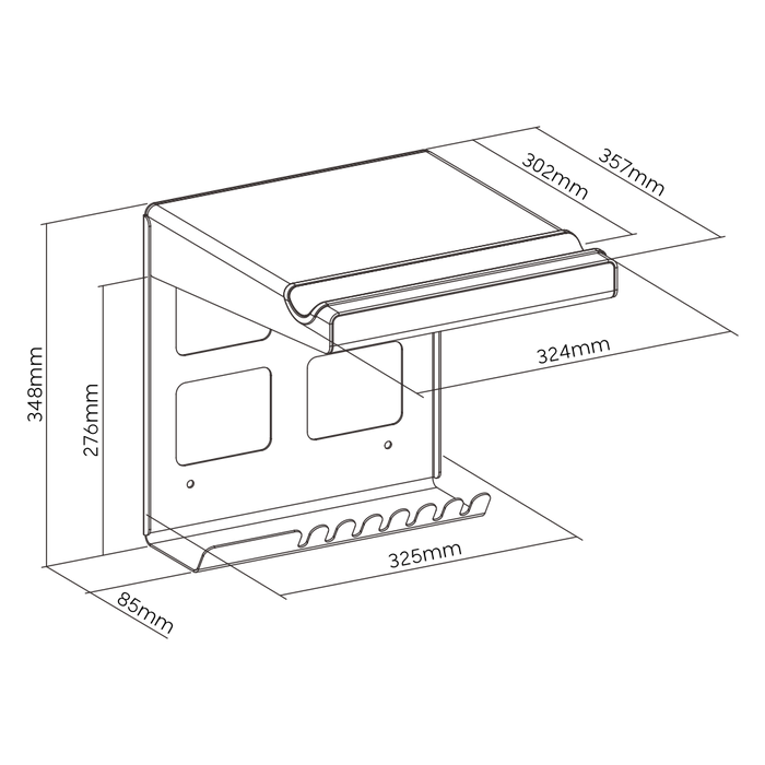 Wolff Mount Metall-Rennrad-Wandhalterung mit Ablagefach, Farbe Schwarz