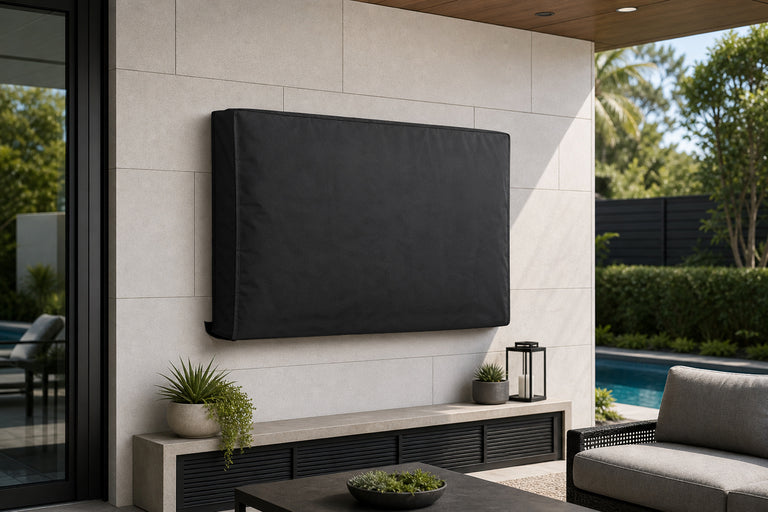 TV-Halterungen TOP Deals 6: TV-Schutzhülle für den Außenbereich | 30" - 32" | Hochwertiges Oxford-Tuch | Separates Fach für Fernbedienung | Schwarz