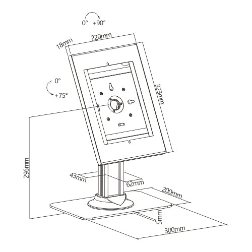 Anti-Diebstahl-Tablet-Halterung TABLET-D300WHITE für 9,7-Zoll iPad/ iPad Air/ iPad Pro - Weiß